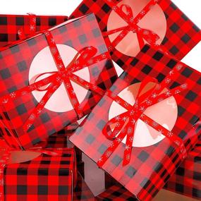 img 1 attached to 🎁 Aneco 12 Pack Red and Black Plaid Design Christmas Cookie Boxes - Elegant Treat Bags for Xmas Gift Giving, Candy, and Presentations - Ideal Christmas Decorations