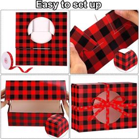 img 2 attached to 🎁 Aneco 12 Pack Red and Black Plaid Design Christmas Cookie Boxes - Elegant Treat Bags for Xmas Gift Giving, Candy, and Presentations - Ideal Christmas Decorations