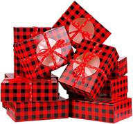 🎁 aneco 12 pack red and black plaid design christmas cookie boxes - elegant treat bags for xmas gift giving, candy, and presentations - ideal christmas decorations logo