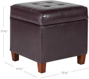 img 3 attached to Brown Leatherette Tufted Square Storage Ottoman: HomePop's Stylish Solution