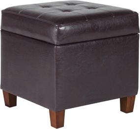 img 4 attached to Brown Leatherette Tufted Square Storage Ottoman: HomePop's Stylish Solution