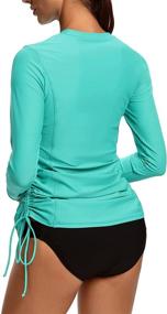 img 3 attached to 👚 Ultimate UV Protection: Inno Women's Long Sleeve Hooded Rash Guard Shirt with Adjustable Ruched Side - UPF 50+ Half-Zip Workout Top