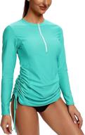 👚 ultimate uv protection: inno women's long sleeve hooded rash guard shirt with adjustable ruched side - upf 50+ half-zip workout top logo