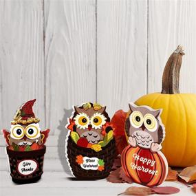 img 1 attached to 🦉 Charming Fall Pumpkin Owl Table Decorations: Festive Thanksgiving Wooden Owl Sign with Pumpkin Accents - Perfect Autumn Harvest Decor for Indoor and Outdoor Home Yard