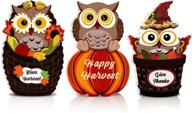 🦉 charming fall pumpkin owl table decorations: festive thanksgiving wooden owl sign with pumpkin accents - perfect autumn harvest decor for indoor and outdoor home yard logo