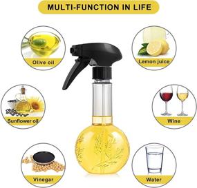 img 1 attached to 🥗 12 Oz Olive Oil Spray Bottle for Cooking, Air Fryer, BBQ, Salad, Kitchen Baking - Food-safe PETG Material, Oil Mister Dispenser for Roasting