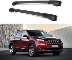 img 4 attached to 🚙 Алюминиевые багажные поперечины для Jeep Cherokee 2014-2021 - совместимы с грузом, багажом, каяками, каноэ, сноубордами, лыжами, велосипедами - система перевозки на рельсах