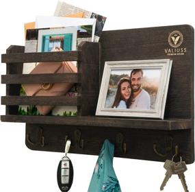 img 4 attached to 📬 Durable Wooden Wall Mounted Mail and Key Holder: Organize Your Entryway with 4 Double Hooks and Shelf