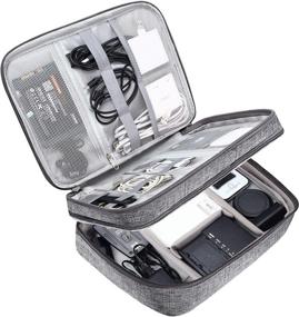 img 4 attached to Электронная сумка для путешествий для аксессуаров для кабелей - водонепроницаемая двухслойная органайзер для электроники, портативный чехол для хранения кабеля.