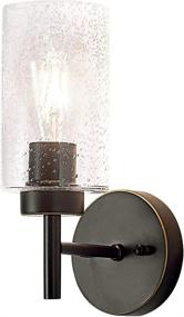 img 4 attached to 🛠️ Industrial Black Metal Wall Sconce Light with Seedy Glass for Bathroom Vanity, Bedroom, Hallway - Mounted Lighting Fixture for Home Decor