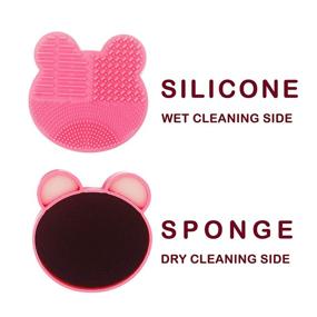 img 2 attached to 🧽 Silicone Makeup Brush Cleaner Sponge Set (2 Pack) with Color Removal Sponge - Portable Cosmetic Brush Cleaning Tool for Quick Color Change and Dry Cleaning