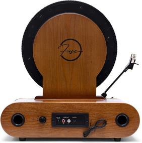 img 1 attached to Handcrafted Real Wood Vertical Vinyl Record Player: Fuse Vert with Audio Technica Cartridge, Bluetooth, FM Radio, Alarm