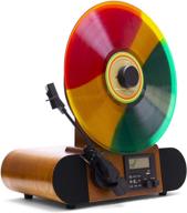 handcrafted real wood vertical vinyl record player: fuse vert with audio technica cartridge, bluetooth, fm radio, alarm logo
