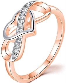 img 2 attached to 💍 Jude Jewelers Silver Rose Gold Heart Shaped Infinity Promise Anniversary Ring