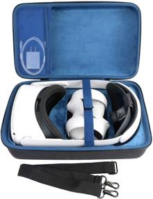 img 4 attached to 🎮 co2crea Hard Travel Case Replacement for Oculus Quest 1 2 Advanced All-in-one VR Gaming Headset - Quest 2 Elite Strap (Black Case + Inside Blue)