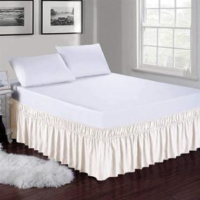 img 2 attached to 🛏️ Enhance Your Bedroom Décor with Obytex Wrap Around Bed Skirts - Stylish Elastic Dust Ruffle in Cream Yellow