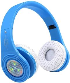img 4 attached to 🎧 Wireless Kids Bluetooth Headphones with LED Light, Over-Ear Headset, Volume Control, Mic, Foldable & Adjustable Lightweight Design, for Cellphones, Tablets, PCs, iPads, Boys, Girls - Blue