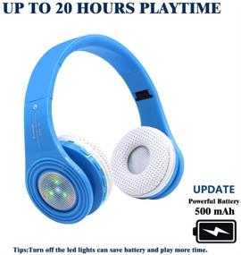 img 1 attached to 🎧 Wireless Kids Bluetooth Headphones with LED Light, Over-Ear Headset, Volume Control, Mic, Foldable & Adjustable Lightweight Design, for Cellphones, Tablets, PCs, iPads, Boys, Girls - Blue