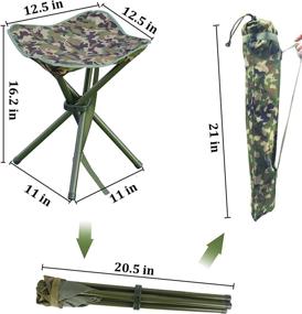 img 3 attached to 🪑 Portable Folding Stool Camping Chair - Lightweight, Compact, and Heavy Duty for Outdoor BBQ, Fishing, Hunting, Hiking, Travel, Garden - Camouflage Green