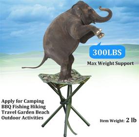 img 2 attached to 🪑 Portable Folding Stool Camping Chair - Lightweight, Compact, and Heavy Duty for Outdoor BBQ, Fishing, Hunting, Hiking, Travel, Garden - Camouflage Green