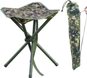 img 4 attached to 🪑 Portable Folding Stool Camping Chair - Lightweight, Compact, and Heavy Duty for Outdoor BBQ, Fishing, Hunting, Hiking, Travel, Garden - Camouflage Green