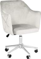 impressions velvet vanity chair with 360° swivel, 🪑 adjustable height and tufted pearl design - cool grey logo