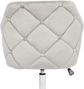 img 2 attached to Impressions Velvet Vanity Chair with 360° Swivel, 🪑 Adjustable Height and Tufted Pearl Design - Cool Grey