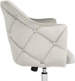 img 3 attached to Impressions Velvet Vanity Chair with 360° Swivel, 🪑 Adjustable Height and Tufted Pearl Design - Cool Grey