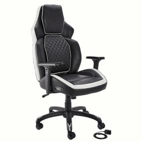 img 4 attached to 🎮 White Gaming Chair with Bluetooth Speakers, Built-in Mic & Push-Button Height Control - Amazon Basics Ergonomic