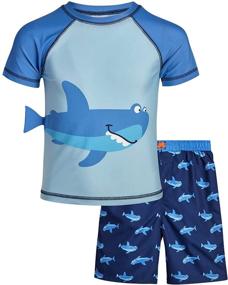 img 4 attached to 👶 Little Boys' Rashguard Set - Swim Shirt and Trunks Swimwear Set for Freestyle Revolution (Infant/Toddler/Little Boys)