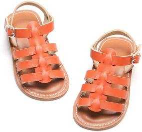 img 4 attached to 👣 Stylish Otter MOMO Girls Sandals: Open Toe Princess Flat Sandals with Ruffle - Perfect for Summer (Toddler/Little Kid)