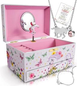 img 4 attached to Magical Unicorn Jewelry Box Set for Girls - Music Box Included - Perfect Jewelry Set for Girls Ages 4-8 and Up