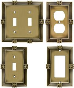 img 1 attached to 🍍 Franklin Brass 64472 Pineapple Single Duplex Outlet Wall Plate/Switch Plate/Cover, Antique Brass Finish with Tumbled Texture