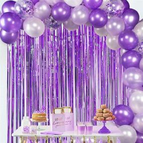 img 3 attached to 🎈 Enhance Celebrations with the Purple Balloon Garland Kit: Includes Purple and White Balloons, Tinsel Curtain - Perfect for Weddings, Birthdays and Party Decorations