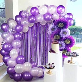 img 2 attached to 🎈 Enhance Celebrations with the Purple Balloon Garland Kit: Includes Purple and White Balloons, Tinsel Curtain - Perfect for Weddings, Birthdays and Party Decorations