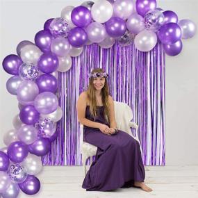 img 1 attached to 🎈 Enhance Celebrations with the Purple Balloon Garland Kit: Includes Purple and White Balloons, Tinsel Curtain - Perfect for Weddings, Birthdays and Party Decorations