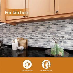 img 3 attached to 🔥 WOWSTAR 10-Sheet Peel & Stick Marble Look Backsplash Tiles - Gray - 12"x12" (Pack of 10)