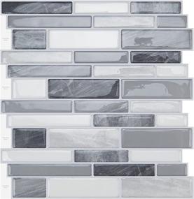 img 4 attached to 🔥 WOWSTAR 10-Sheet Peel & Stick Marble Look Backsplash Tiles - Gray - 12"x12" (Pack of 10)