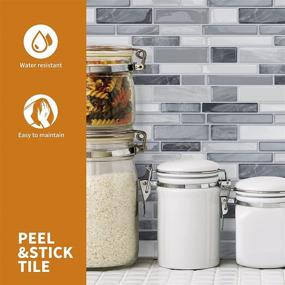 img 1 attached to 🔥 WOWSTAR 10-Sheet Peel & Stick Marble Look Backsplash Tiles - Gray - 12"x12" (Pack of 10)