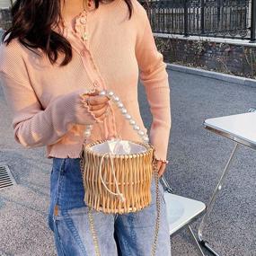 img 3 attached to 👜 Stylish Straw Purse: Beach Bag, Rattan Basket, Pearl Tote - Women's Wicker Bags & Clutches