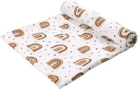 img 3 attached to Rainbow Print Baby Muslin Swaddle Blanket – Luxuriously Soft and Silky, 70% Bamboo 30% Cotton, 47x47 inch, Neutral Receiving Blanket for Boys & Girls, Ideal for Swaddling