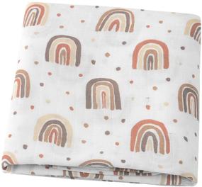 img 4 attached to Rainbow Print Baby Muslin Swaddle Blanket – Luxuriously Soft and Silky, 70% Bamboo 30% Cotton, 47x47 inch, Neutral Receiving Blanket for Boys & Girls, Ideal for Swaddling