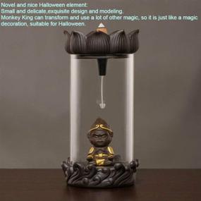 img 3 attached to Classical Ceramic Monkey King Incense Burner 50 Cones 🐵 Set - NEWQZ Backflow Smoke Incense Holder for Home Decor