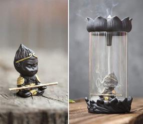 img 2 attached to Classical Ceramic Monkey King Incense Burner 50 Cones 🐵 Set - NEWQZ Backflow Smoke Incense Holder for Home Decor