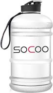 💦 soxcoxo 64oz бутылка для воды без bpa объемом полгаллона с ремешком и держателем для крышки - водонепроницаемый большой кувшин для детей, женщин, мужчин - идеально подходит для школы, спорта, тренажерного зала, бега, фитнеса, активного отдыха (прозрачная) логотип