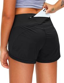 img 4 attached to 🏃 Women's Quick-Dry Running Shorts with Zipper Pocket: 3 Inch Athletic Gym Shorts for Effective Workouts