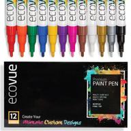 fast drying acrylic paint pens with fine tips - 12 vivid colors for glass, wood, mugs, rocks, metal, and clay logo