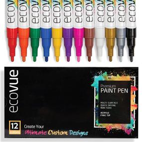 img 4 attached to Fast Drying Acrylic Paint Pens with Fine Tips - 12 Vivid Colors for Glass, Wood, Mugs, Rocks, Metal, and Clay