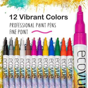 img 2 attached to Fast Drying Acrylic Paint Pens with Fine Tips - 12 Vivid Colors for Glass, Wood, Mugs, Rocks, Metal, and Clay