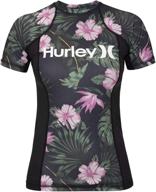stylish hurley women's floral 🌸 sun shirt rashguard with upf +50 protection logo